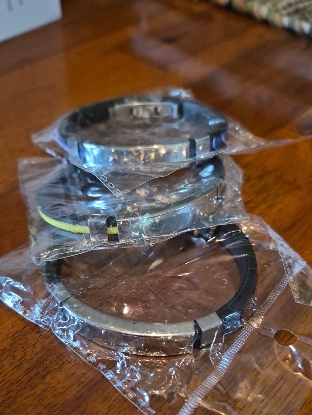 Stainless Steel And Silicone Mens Bracelets - Blue,yellow And Black 3 Total